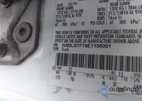 2014 Ford Transit Connect Xlt z USA, uszkodzony, nr VIN NM0LS7F78E1156001